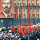 Thousands of Soviets gather in the Red Square to celebrate the USSR's victory.